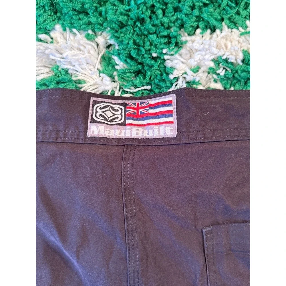 Maui Built Board Shorts Mens 35 Brown Good Camo Side Stripe Surf Swim Trunks